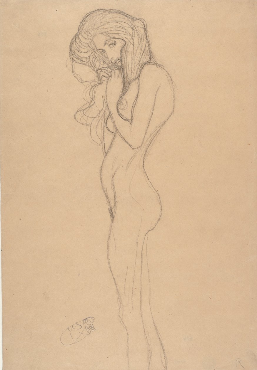 Seisovan naisen alastontutkistelu Beethoven-friisille, 1901. tekijältä Gustav Klimt