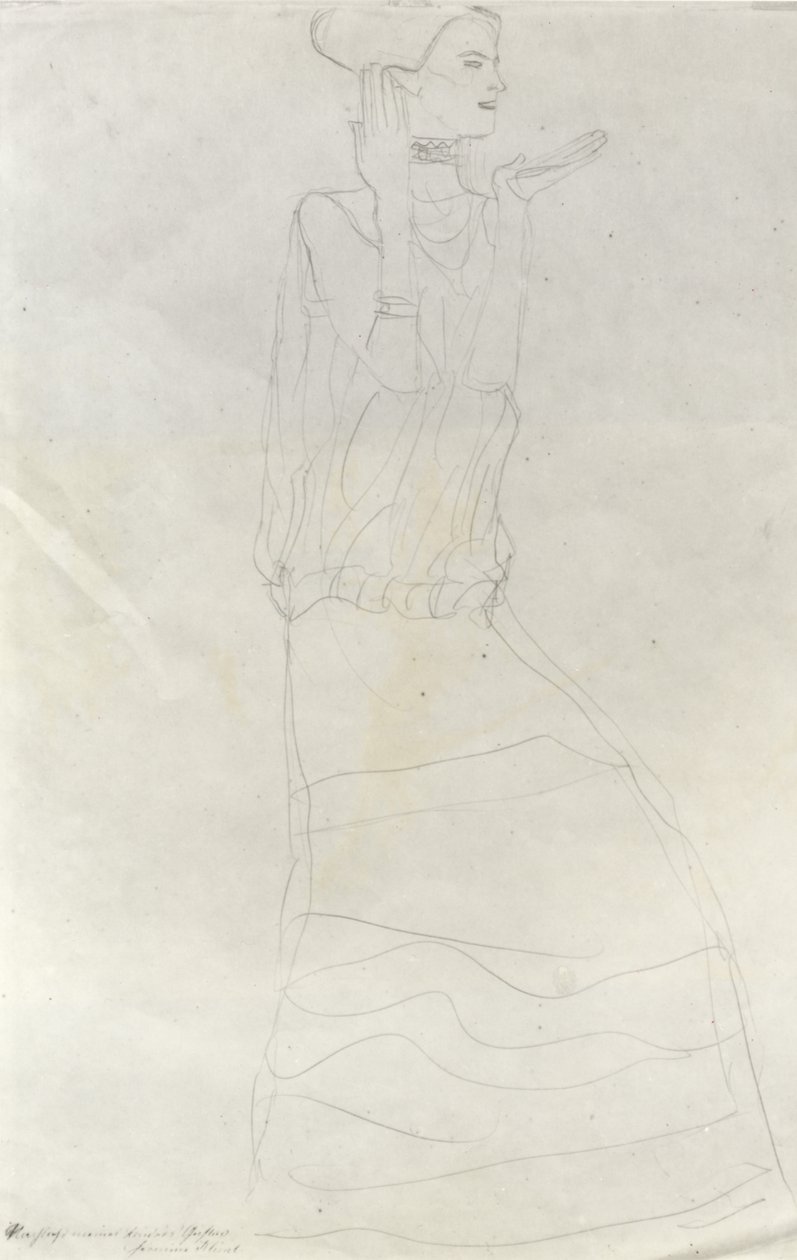 Pysyvä nainen kädet kohotettuina tekijältä Gustav Klimt