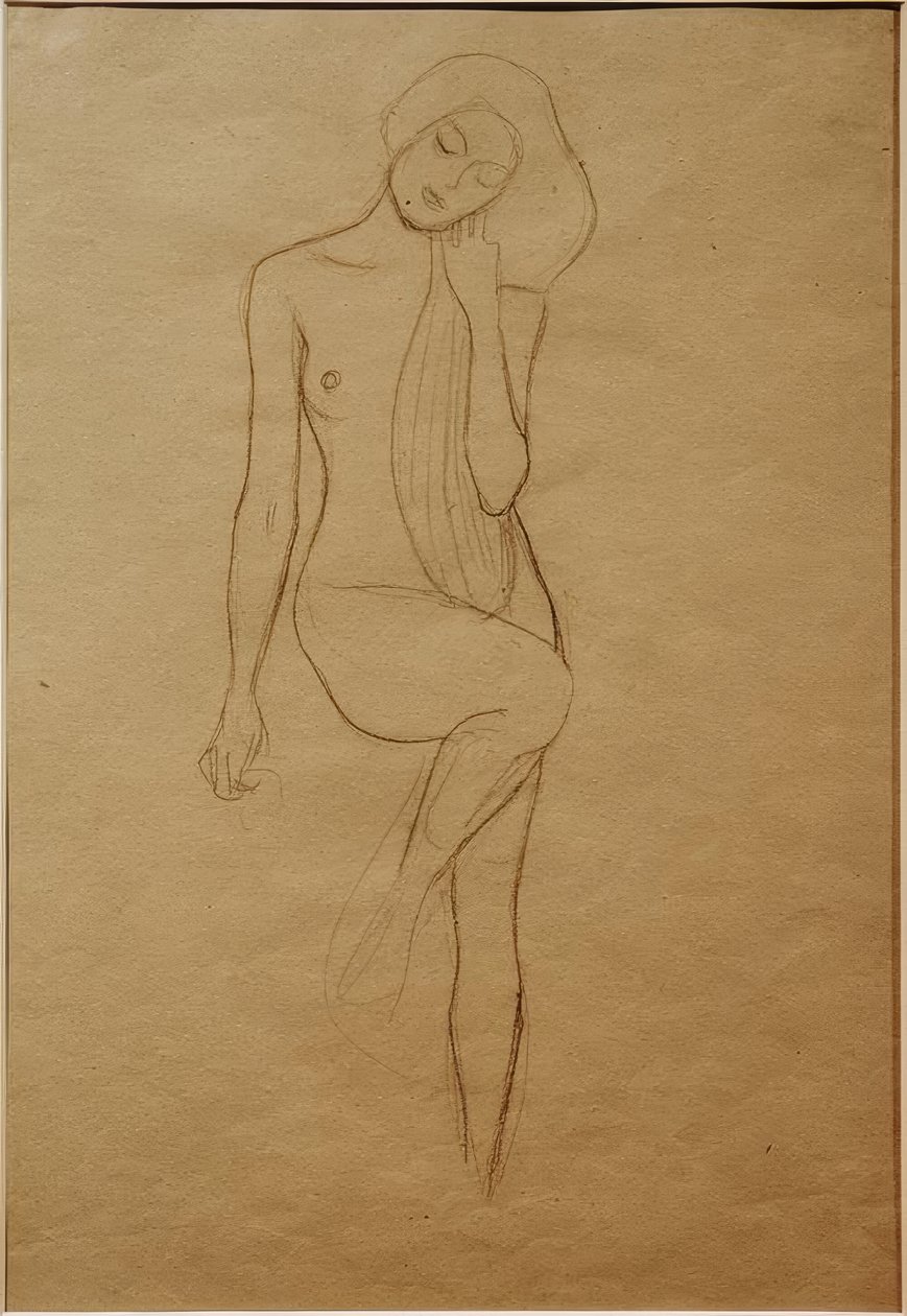 Seisova nainen alaston oikealla jalalla tekijältä Gustav Klimt