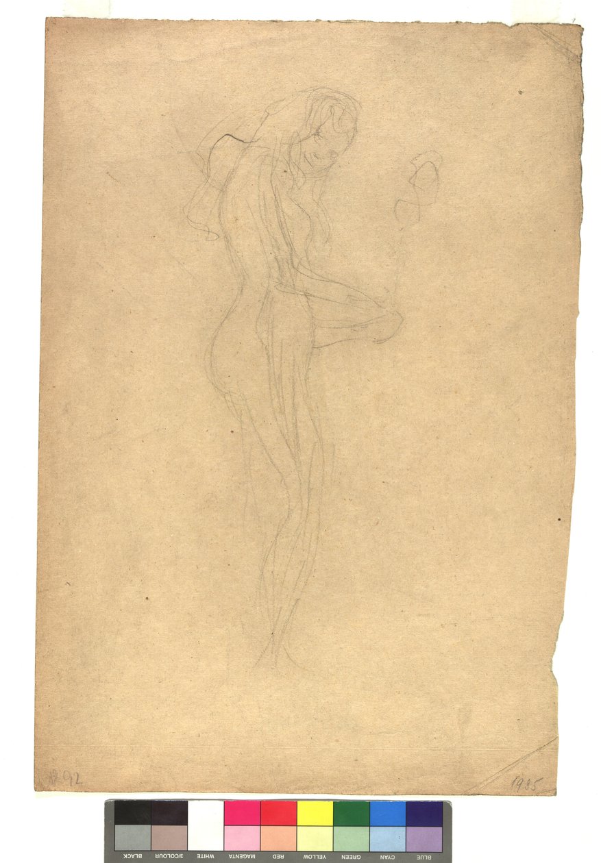Stehender weiblicher Akt im Profil nach rechts tekijältä Gustav Klimt