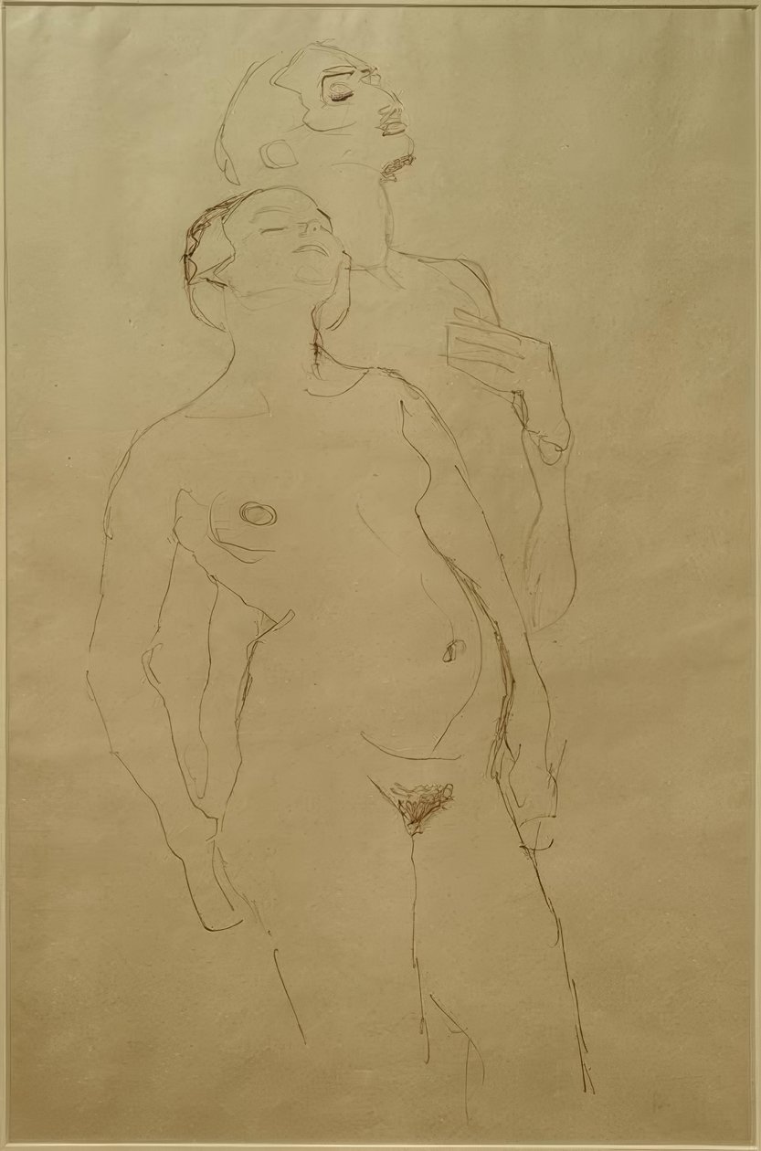 Pysyvät rakastajat (tutkistelu Aadamille ja Eevalle) tekijältä Gustav Klimt