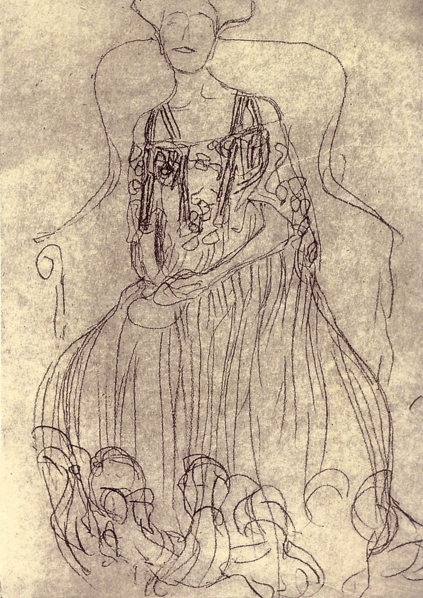 Studie für das Gemälde Bildnis Adele Bloch-Bauer I tekijältä Gustav Klimt