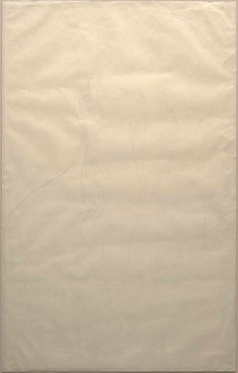 Tutkimus Adele Bloch-Bauerin pukeutumisesta, n. 1903 (kynä paperille) tekijältä Gustav Klimt