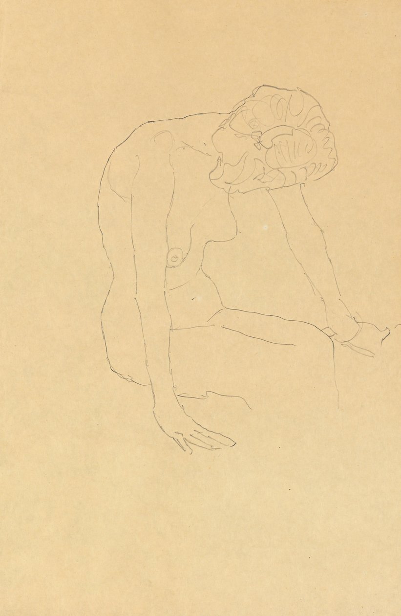 Tutkimus naisen alastonkuvasta, n. 1908-1909 tekijältä Gustav Klimt