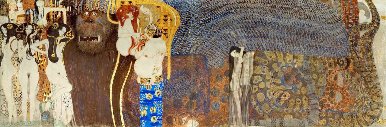 Beethoven Frieze, Yksityiskohta: Vihamieliset voimat, 1902 tekijältä Gustav Klimt