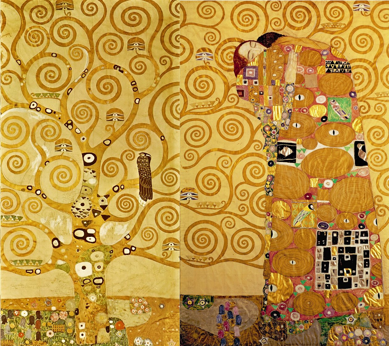 The Stoclet Frieze, yksityiskohta: 1905-09 (tempera kartongille). tekijältä Gustav Klimt