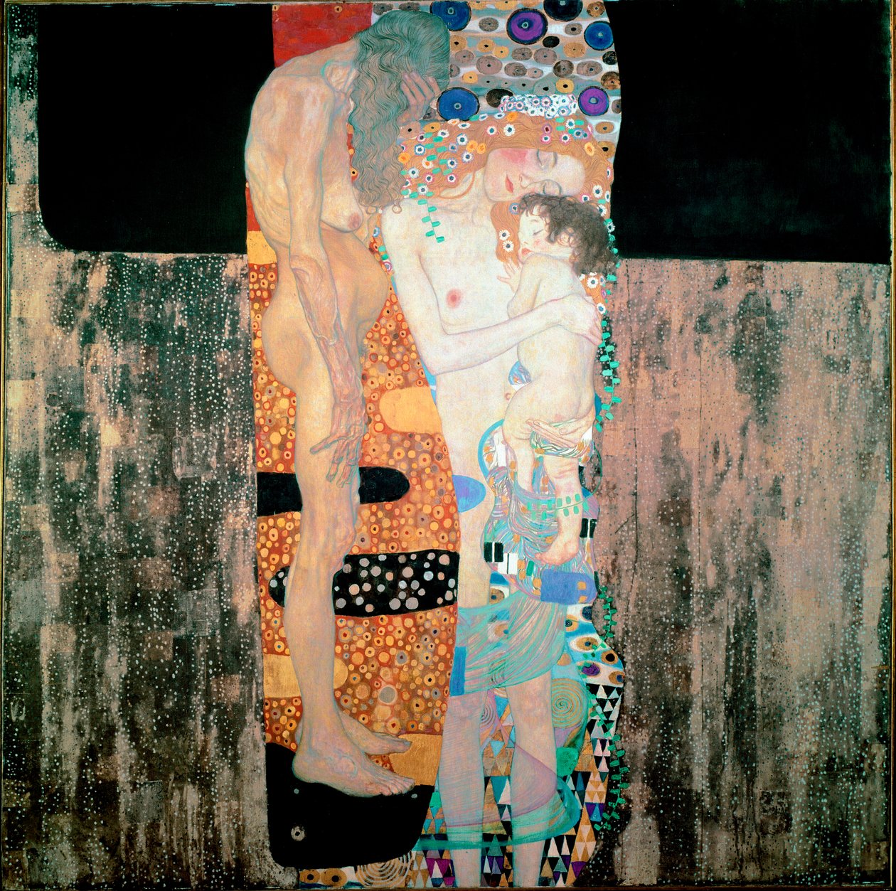 Gustav Klimtin (1862-1918) maalaus Naisen kolme aikakautta 1905 Dim. 180x180 cm Rooma, Galleria Nazionale d