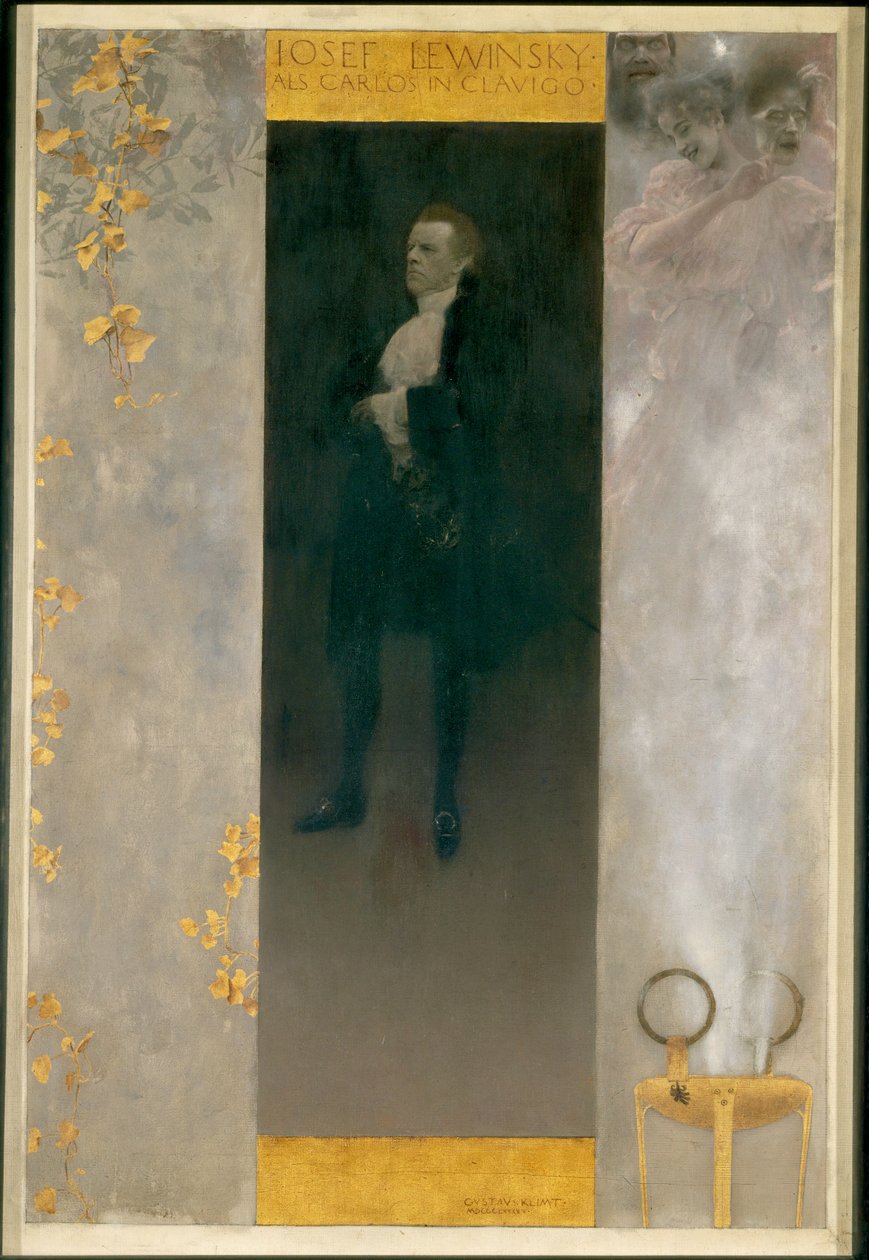 Näyttelijä Josef Lewinsky Carlosina Goethen teoksessa "Clavigo". tekijältä Gustav Klimt