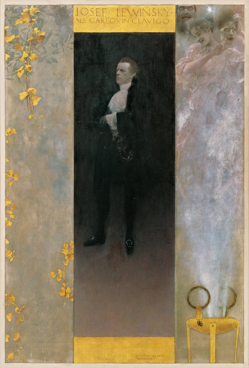 Näyttelijä Josef Lewinsky Charlesina Goethen Clavigossa tekijältä Gustav Klimt