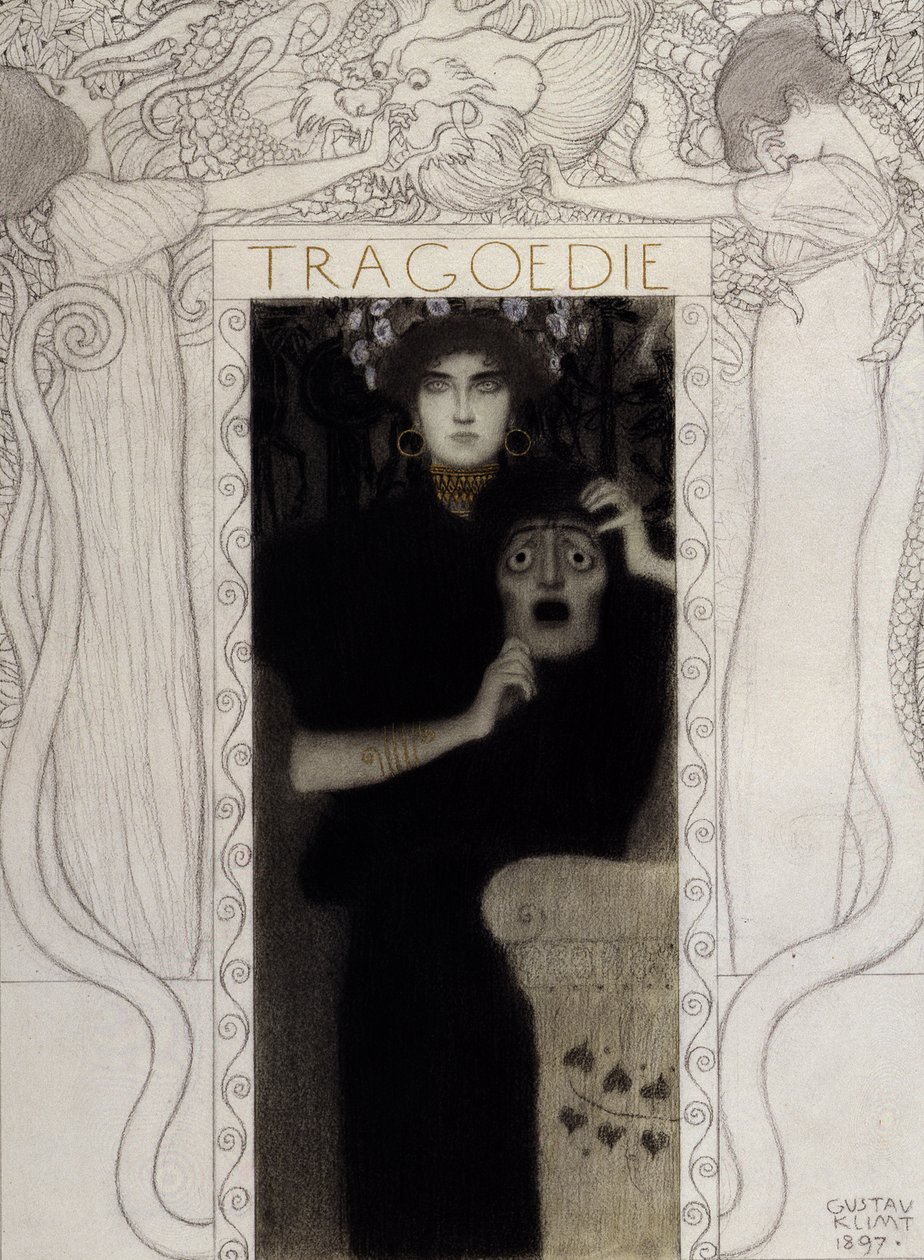 Tragedia, 1897 tekijältä Gustav Klimt