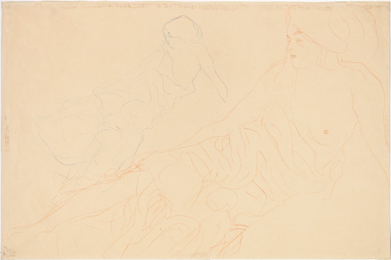 Kaksi tutkimusta makuuasennosta, 1913 tekijältä Gustav Klimt
