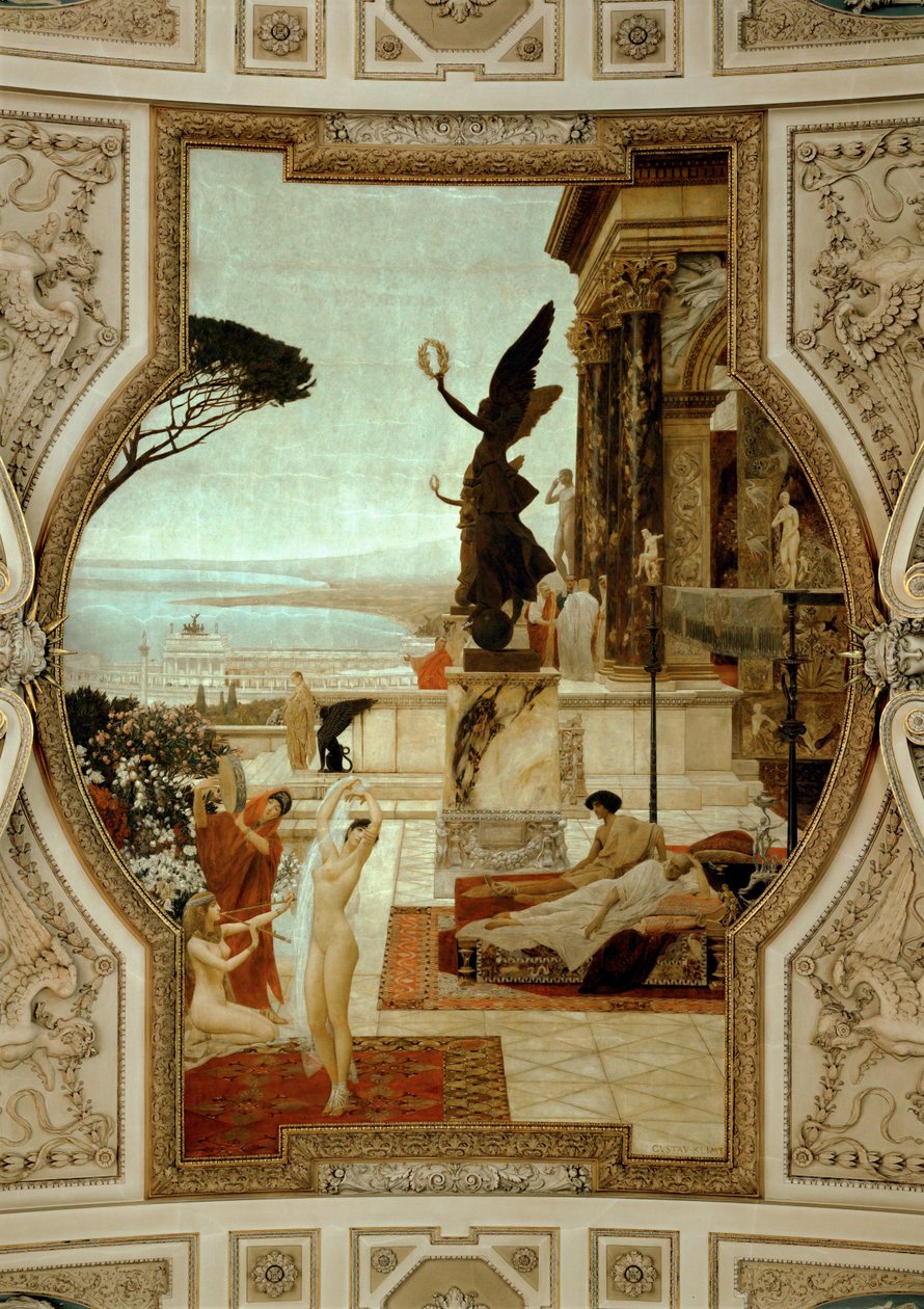 Wienin Burgtheater (Hoviteatteri), portaikko (vasemmalla): Taorminan antiikkiteatteri tekijältä Gustav Klimt
