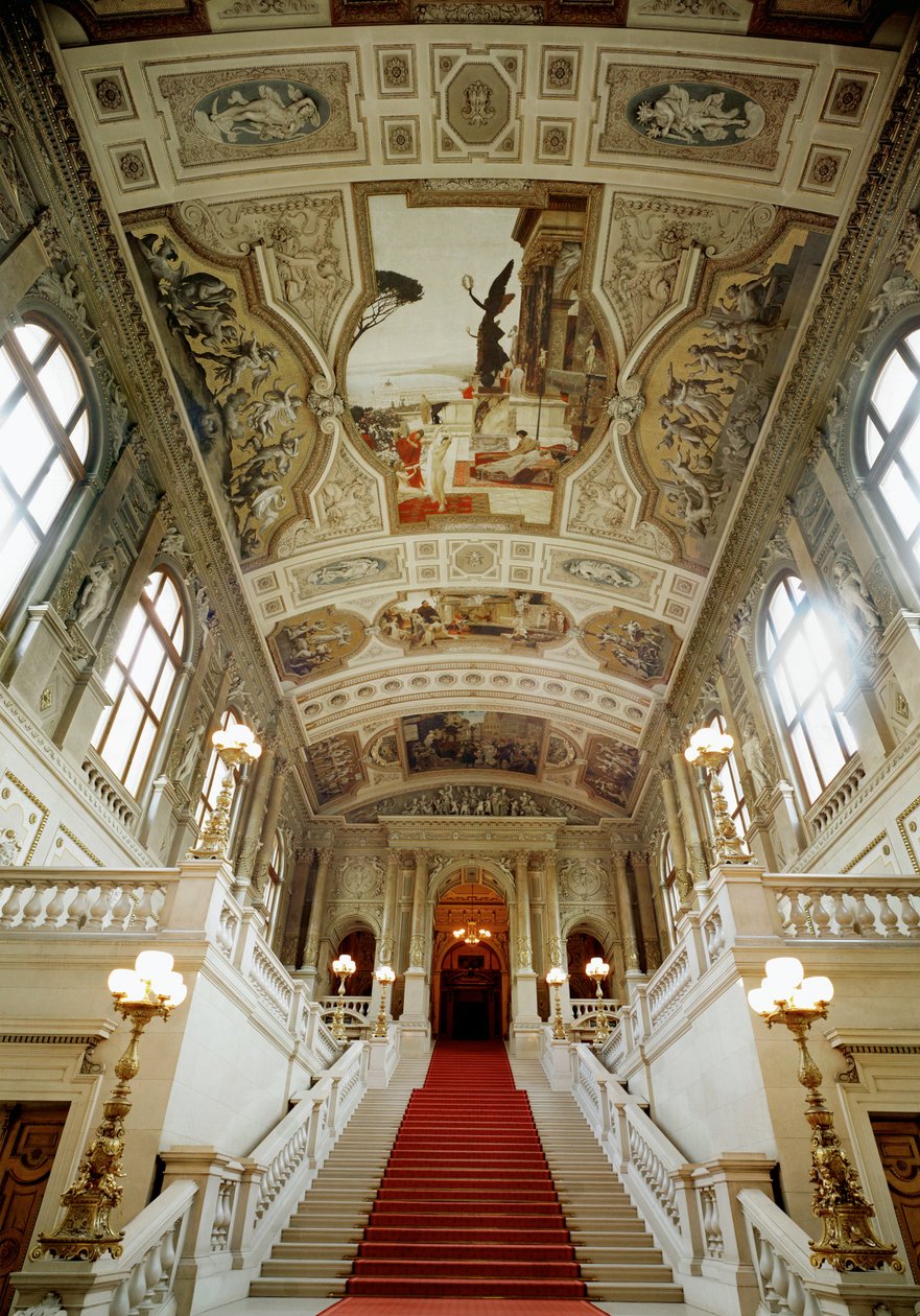 Wienin Burgtheater (Hoviteatteri), portaikko (vasemmalla): Taorminan teatteri tekijältä Gustav Klimt