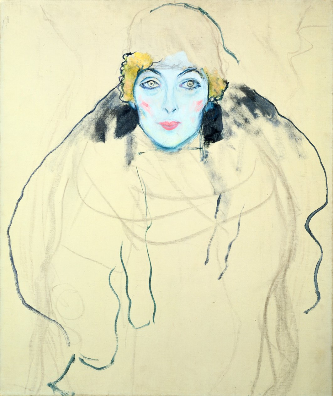 Womans Head Naisen pää, 1917 tekijältä Gustav Klimt