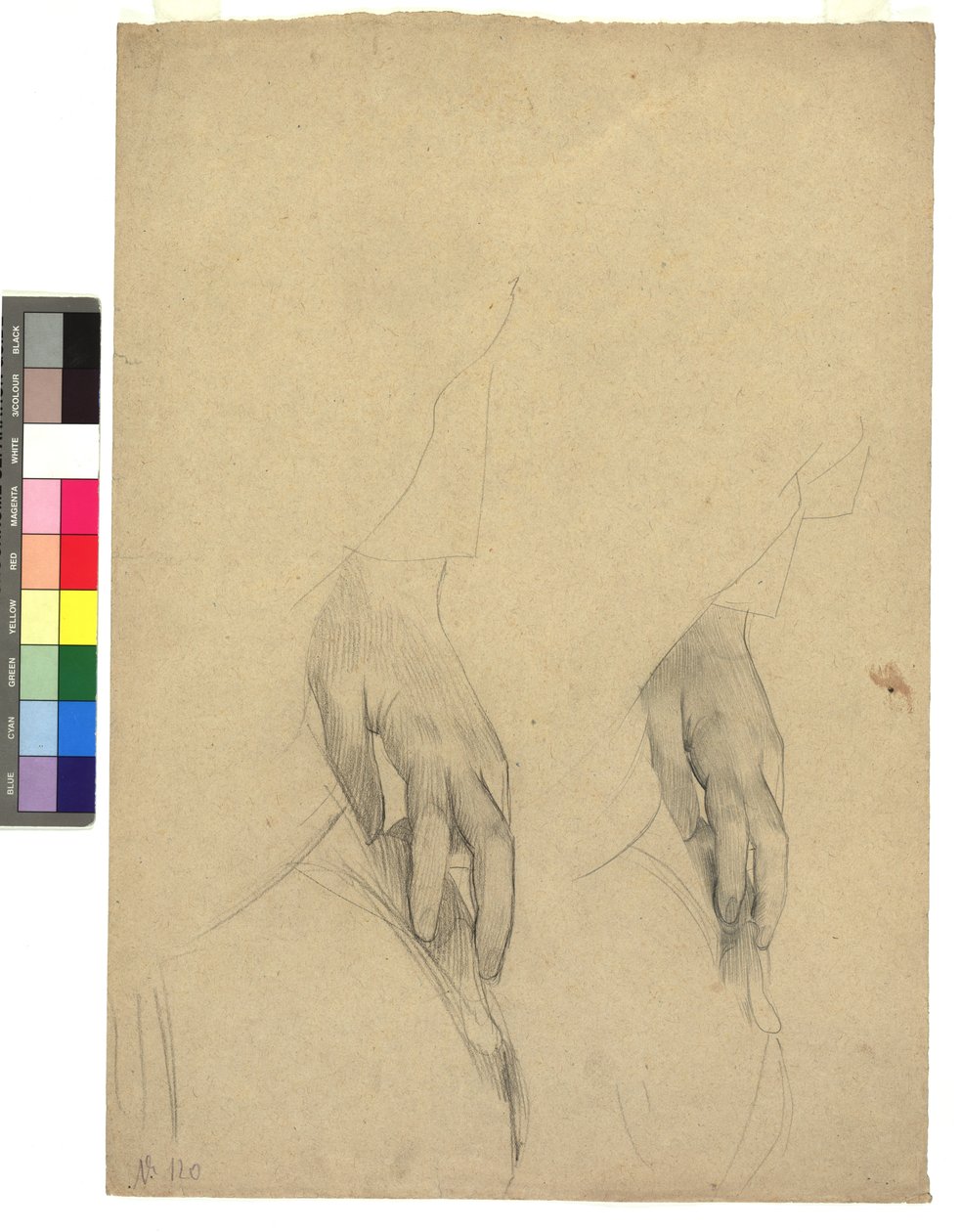 Zwei Handstudien, Finger ans Ohr gelegt tekijältä Gustav Klimt