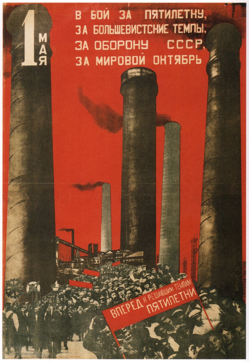 Ensimmäinen toukokuuta. Liity taisteluun viisivuotissuunnitelmasta, 1931 tekijältä Gustav Klutsis