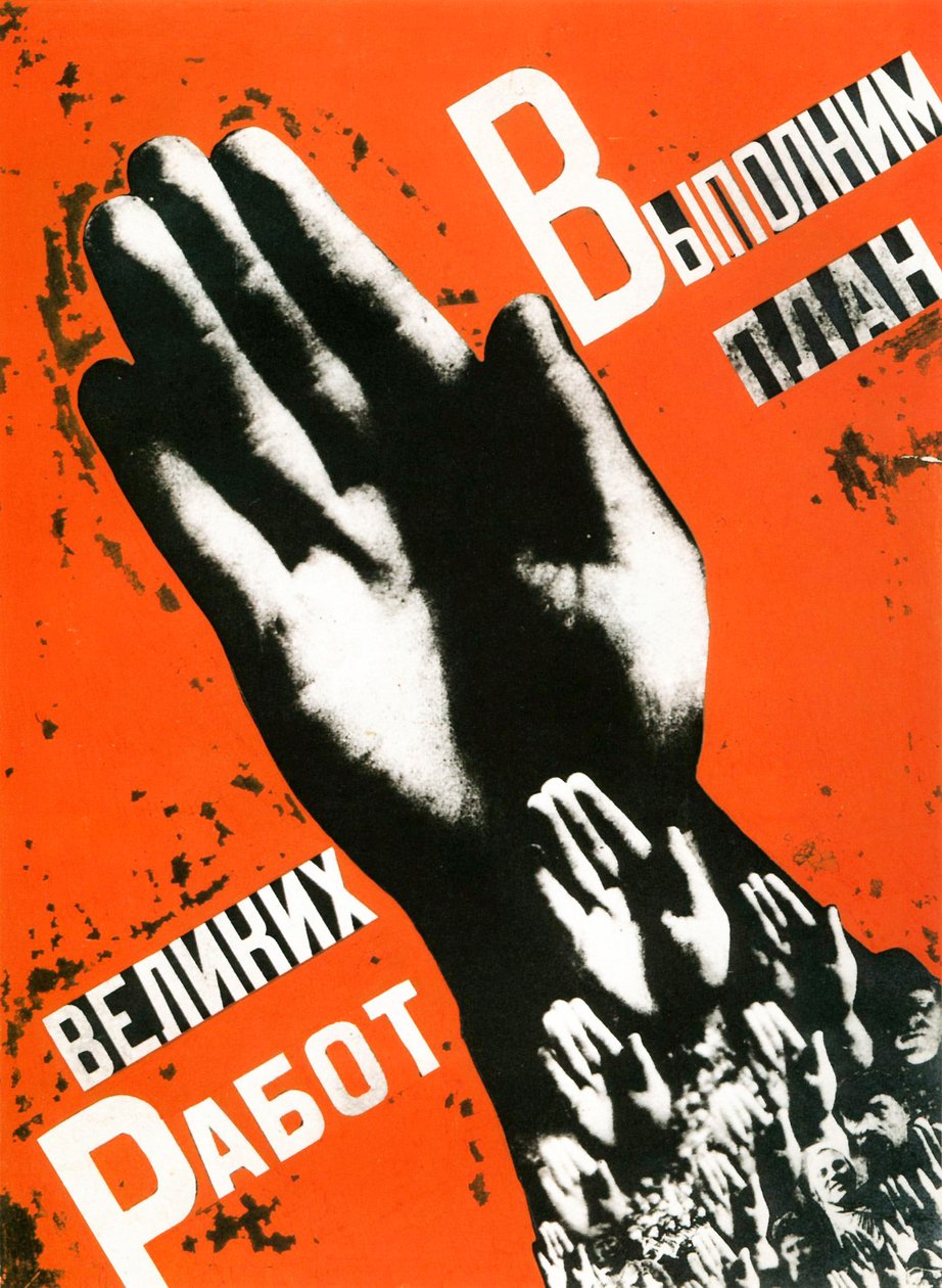 Toteuttakaamme suurten projektien suunnitelma, juliste, 1930. tekijältä Gustav Klutsis