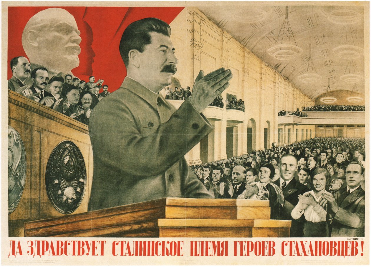 Eläköön Stalinin Stahanov-sankareiden sukupolvi!, 1936 tekijältä Gustav Klutsis