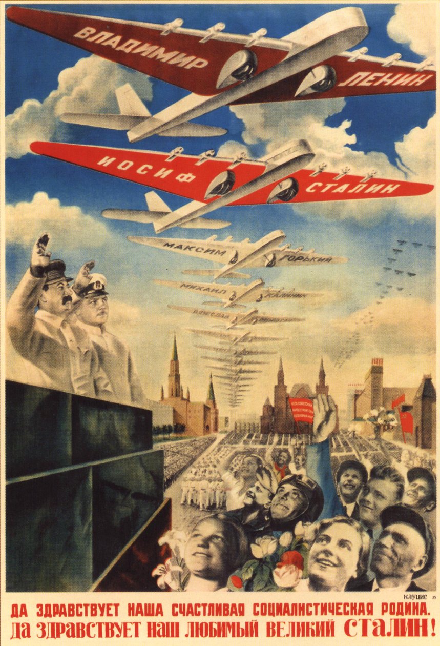 Eläköön onnellinen sosialistinen Isänmaan juliste, 1935 tekijältä Gustav Klutsis