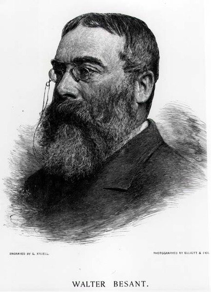 Gustav Kruellin (1843-1907) kaivertama Sir Walter Besant (1836-1901) Elliot & Fryn valokuvasta tekijältä Gustav Kruell