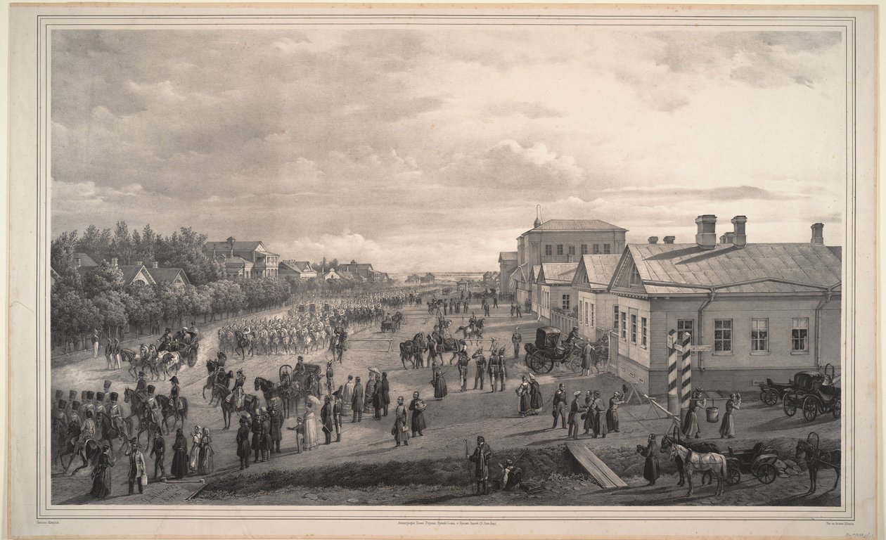 Chevalier Gardesin paraati Krasnoje Selon läpi, 1848 tekijältä Gustav Schwarz