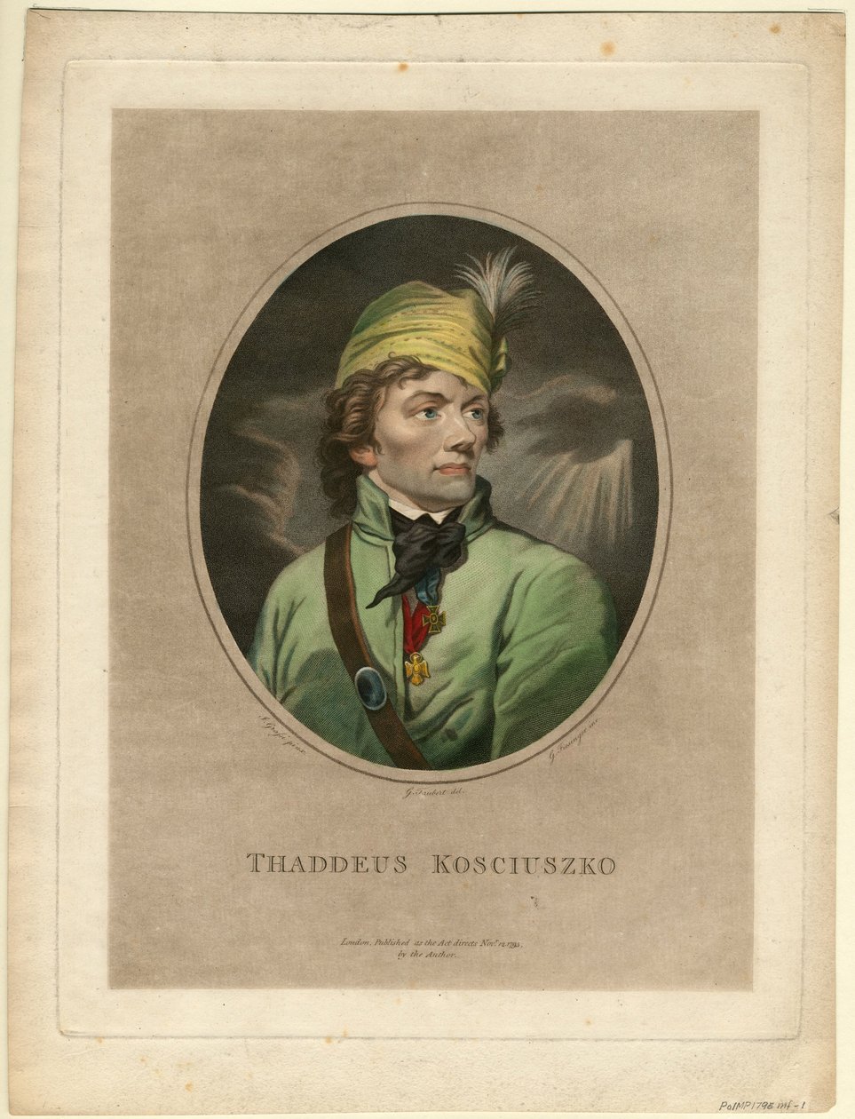 Tadeusz Kosciuszkon muotokuva 1746-1817, 1795 tekijältä Gustav Taubert