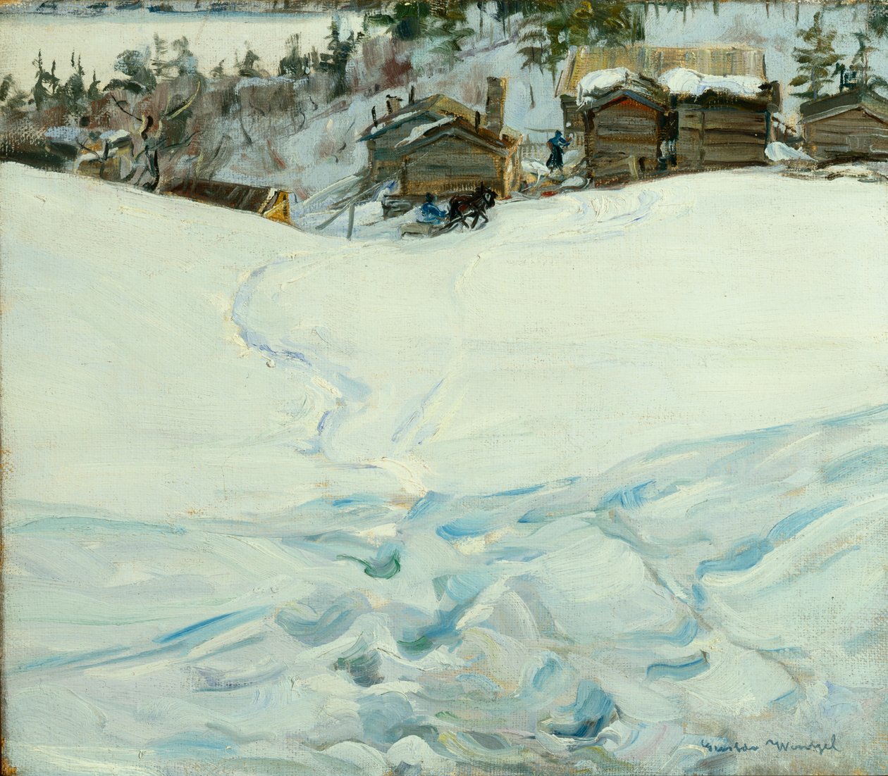 Vuoristomaatila talvimaisemassa (öljy kankaalle) tekijältä Gustav Wentzel