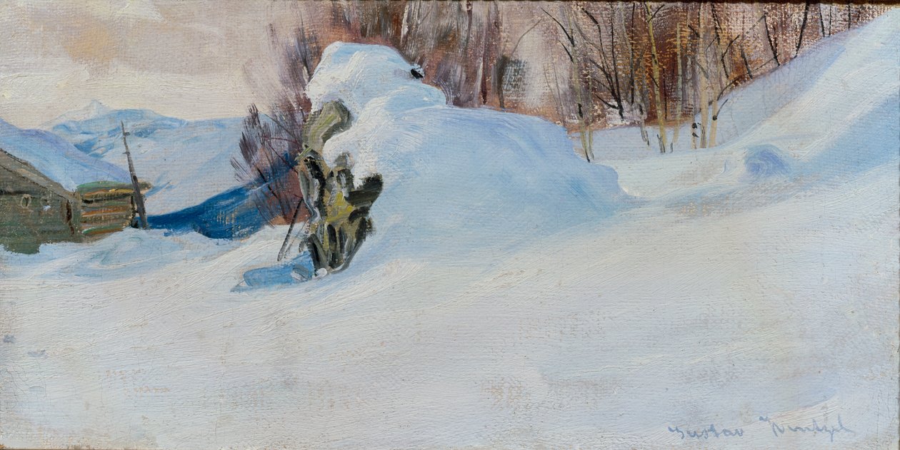 Talvimaisema (öljy kankaalle) tekijältä Gustav Wentzel