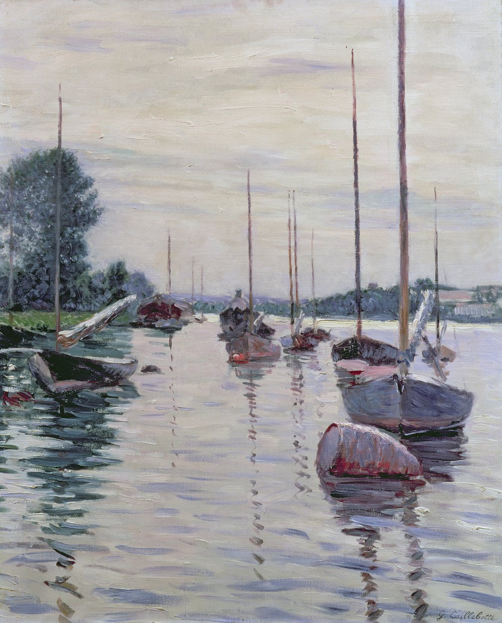 Seinen ankkuroituja veneitä tekijältä Gustave Caillebotte