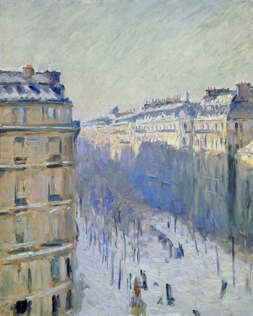 Boulevard Haussmann, effet de neige (Flers) tekijältä Gustave Caillebotte