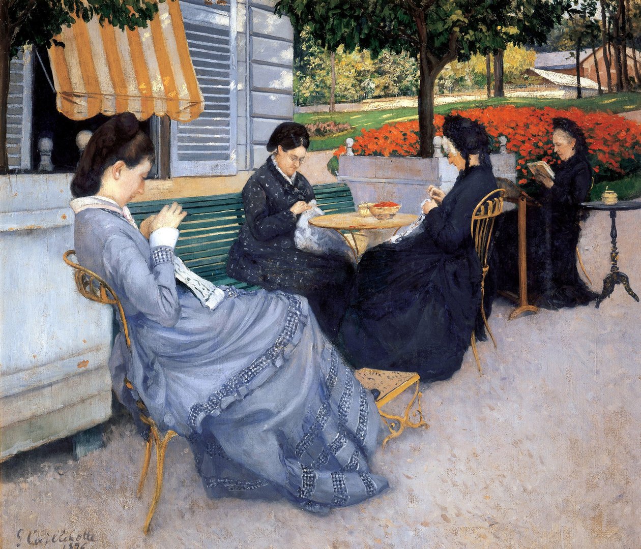 Naisten ompelu, 1848 tekijältä Gustave Caillebotte