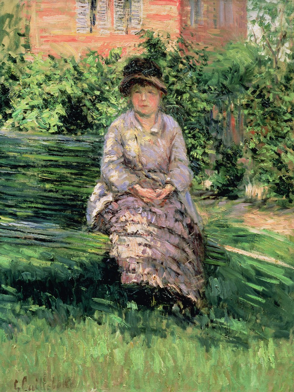 Madame Renoir (1860-1915) Petit-Gennevilliersin puutarhassa, n. 1891 tekijältä Gustave Caillebotte