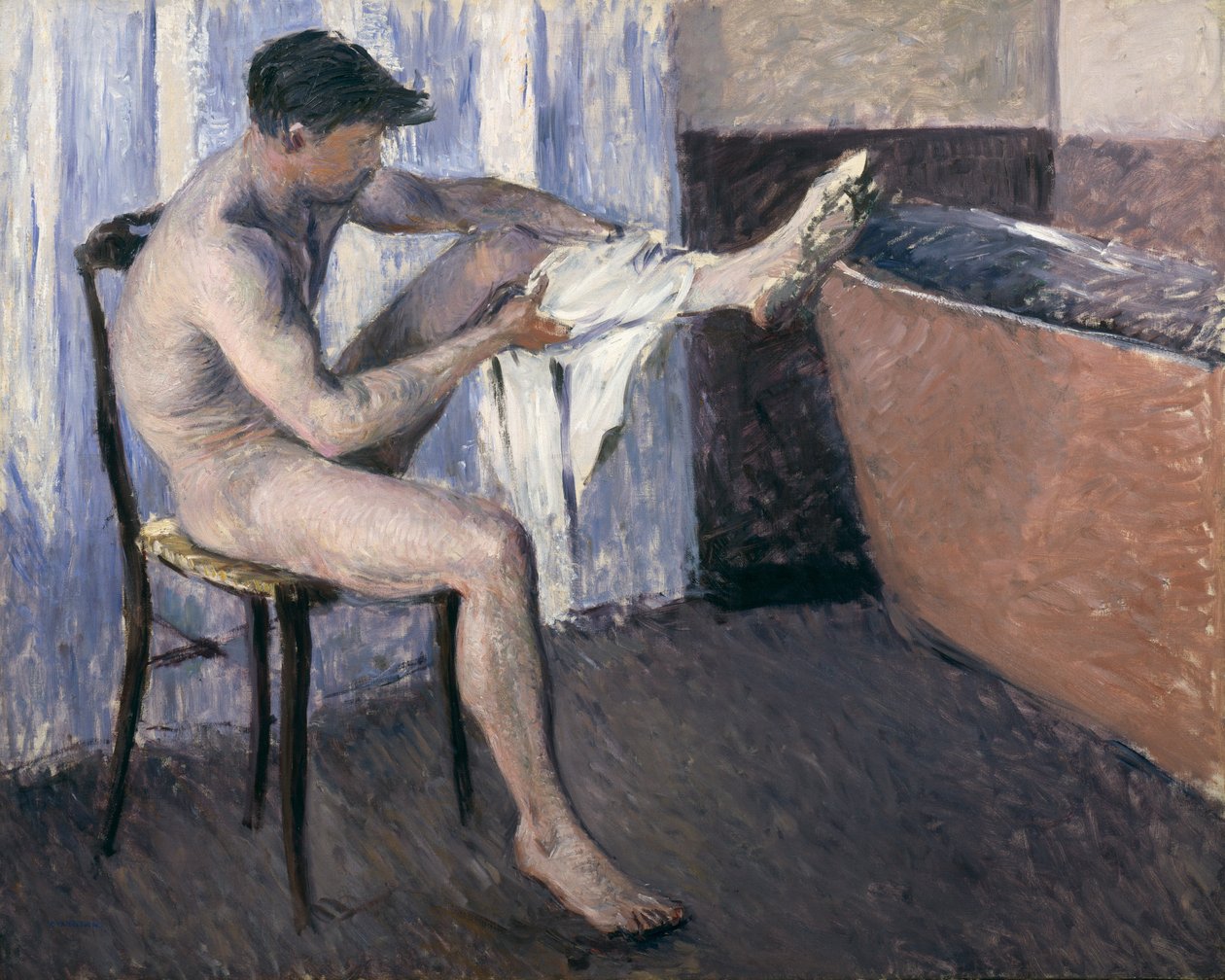 Mies kuivaa jalkaansa tekijältä Gustave Caillebotte