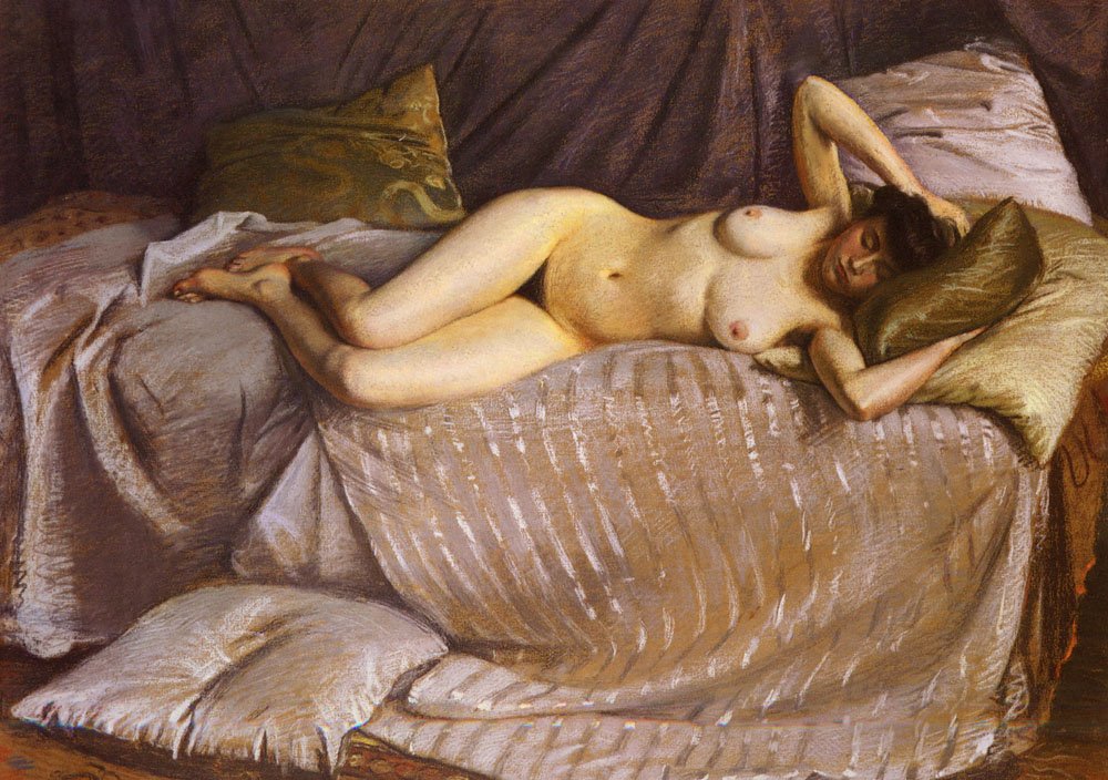 Alasti nainen makaa sohvalla tekijältä Gustave Caillebotte