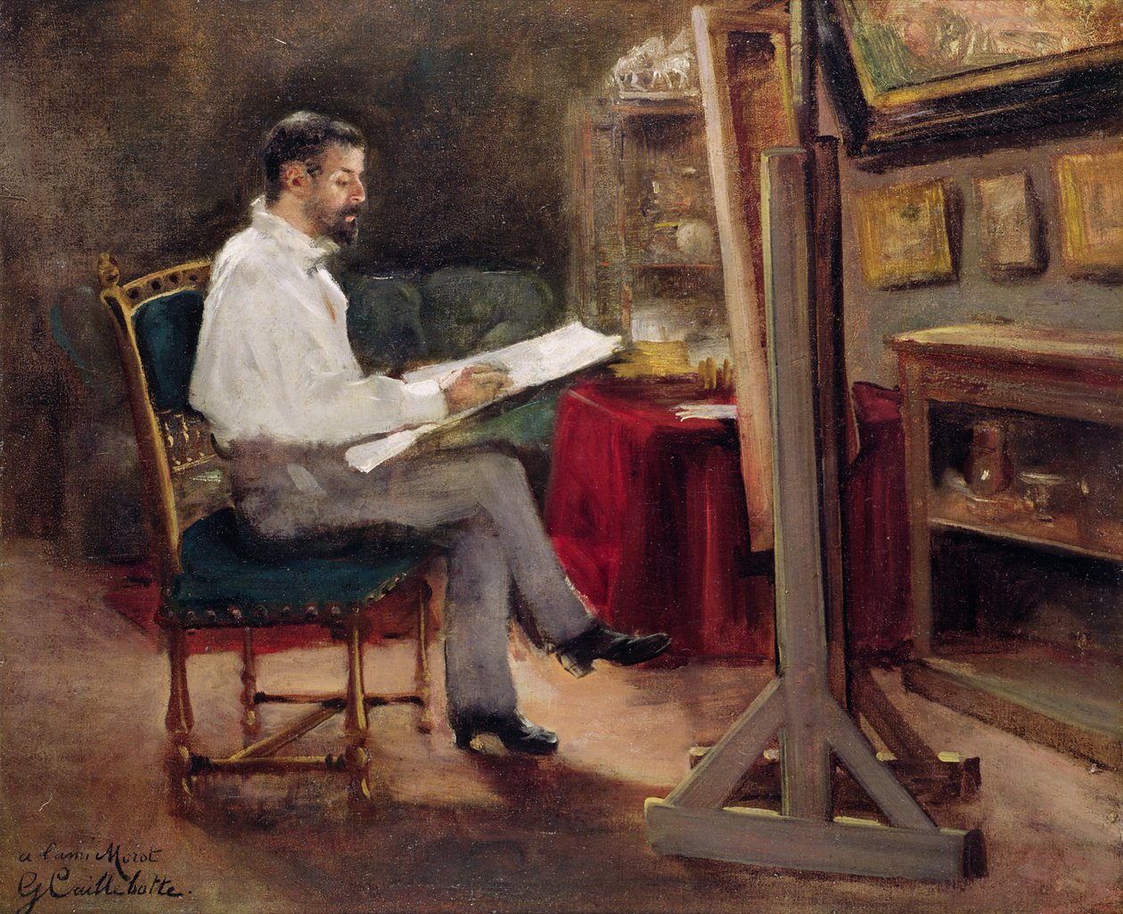 Taiteilija Morot studiossaan, n. 1874 tekijältä Gustave Caillebotte