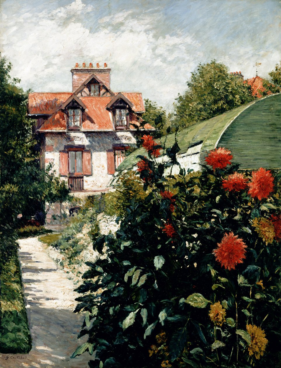 Dahliat, Petit Gennevilliersin puutarha, 1893. tekijältä Gustave Caillebotte