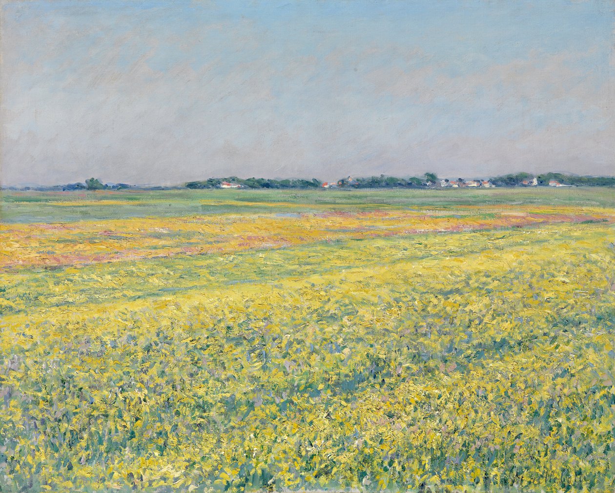 Gennevilliersin tasanko, keltaiset kentät tekijältä Gustave Caillebotte