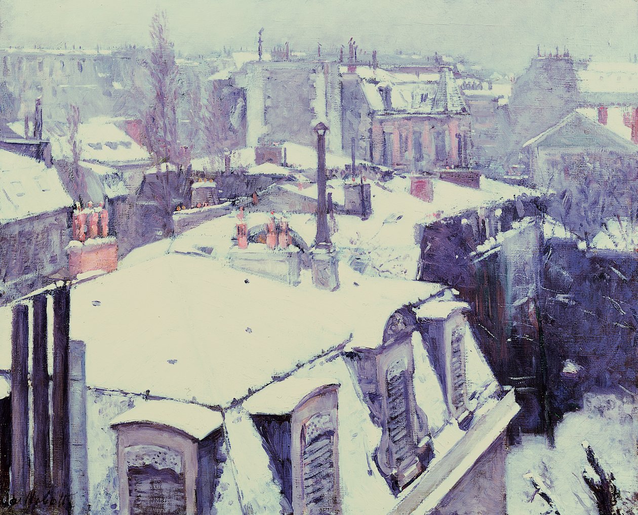 Näkymä katoille (lumiefekti) tai katot lumen alla, 1878 tekijältä Gustave Caillebotte