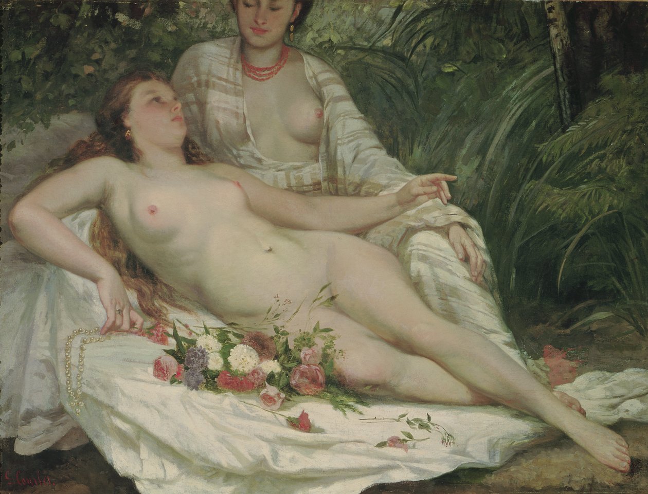 Kylpejä tai kaksi alaston naista tekijältä Gustave Courbet