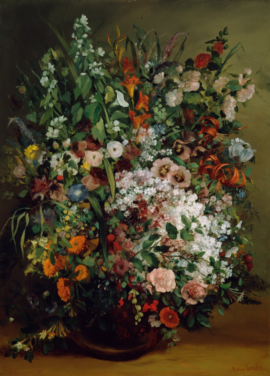 Kukkakimppu maljakossa tekijältä Gustave Courbet