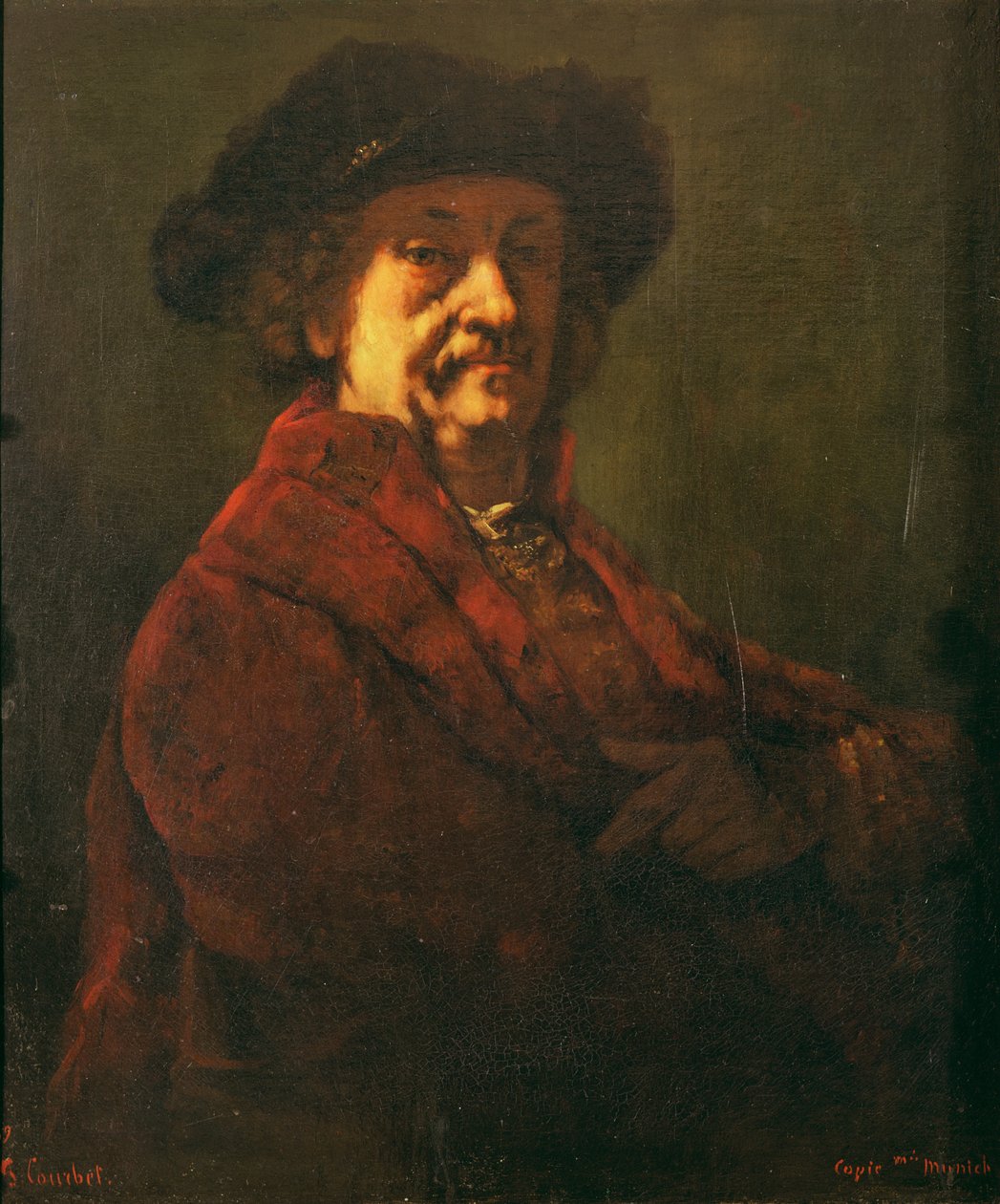 Kopio Rembrandtin omakuvasta, 1869 tekijältä Gustave Courbet
