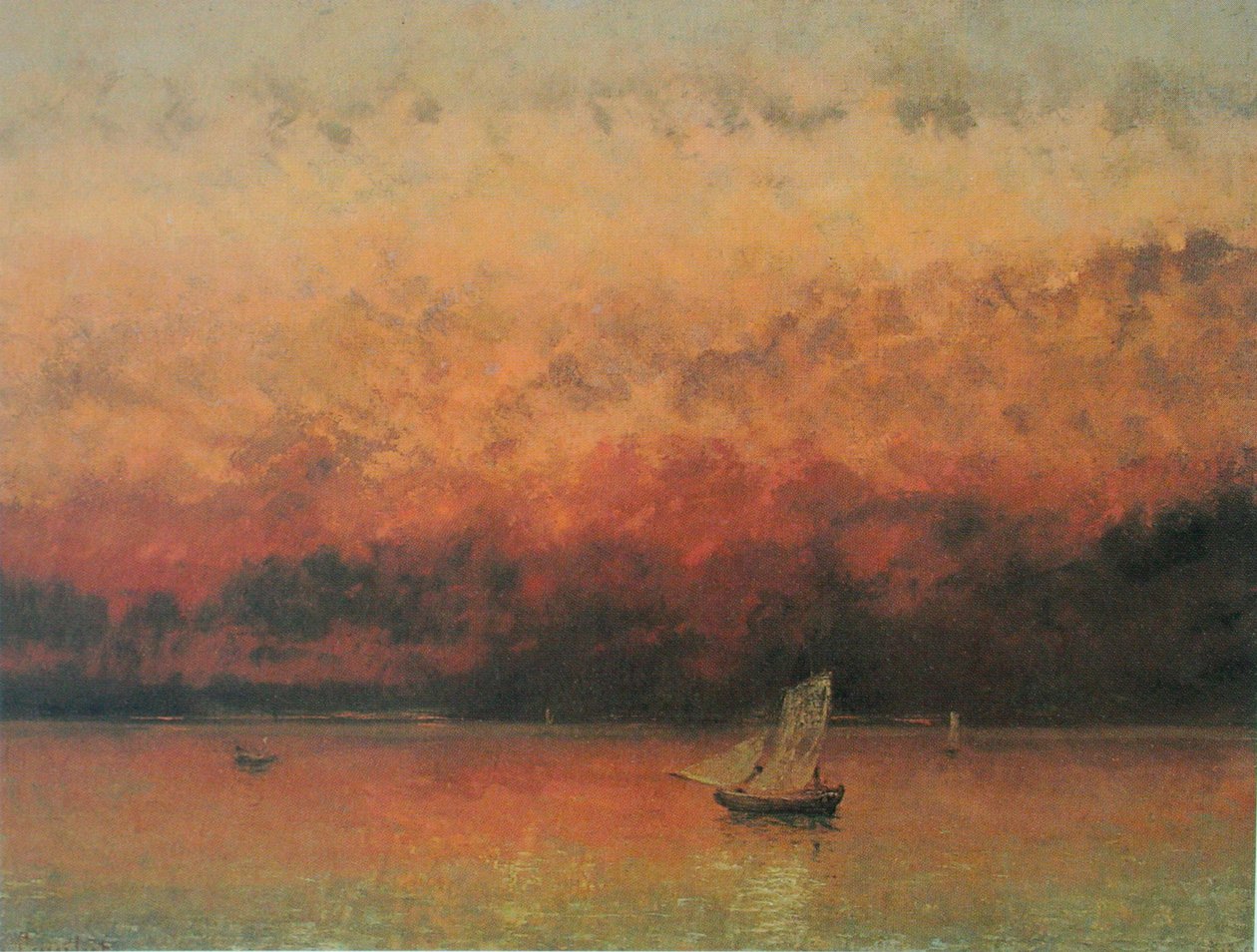 Genevenjärvi auringonlaskun aikaan tekijältä Gustave Courbet