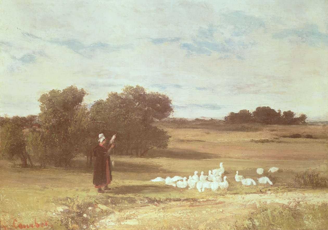 Tyttö hanhien kanssa tekijältä Gustave Courbet