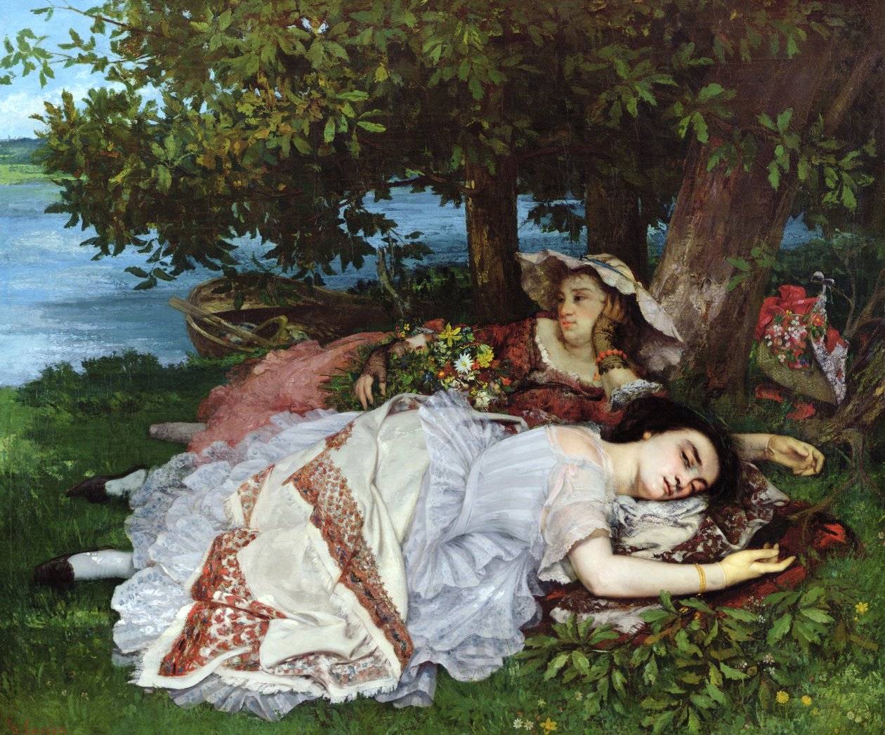 Tytöt Seinen rannalla, 1856-57 tekijältä Gustave Courbet