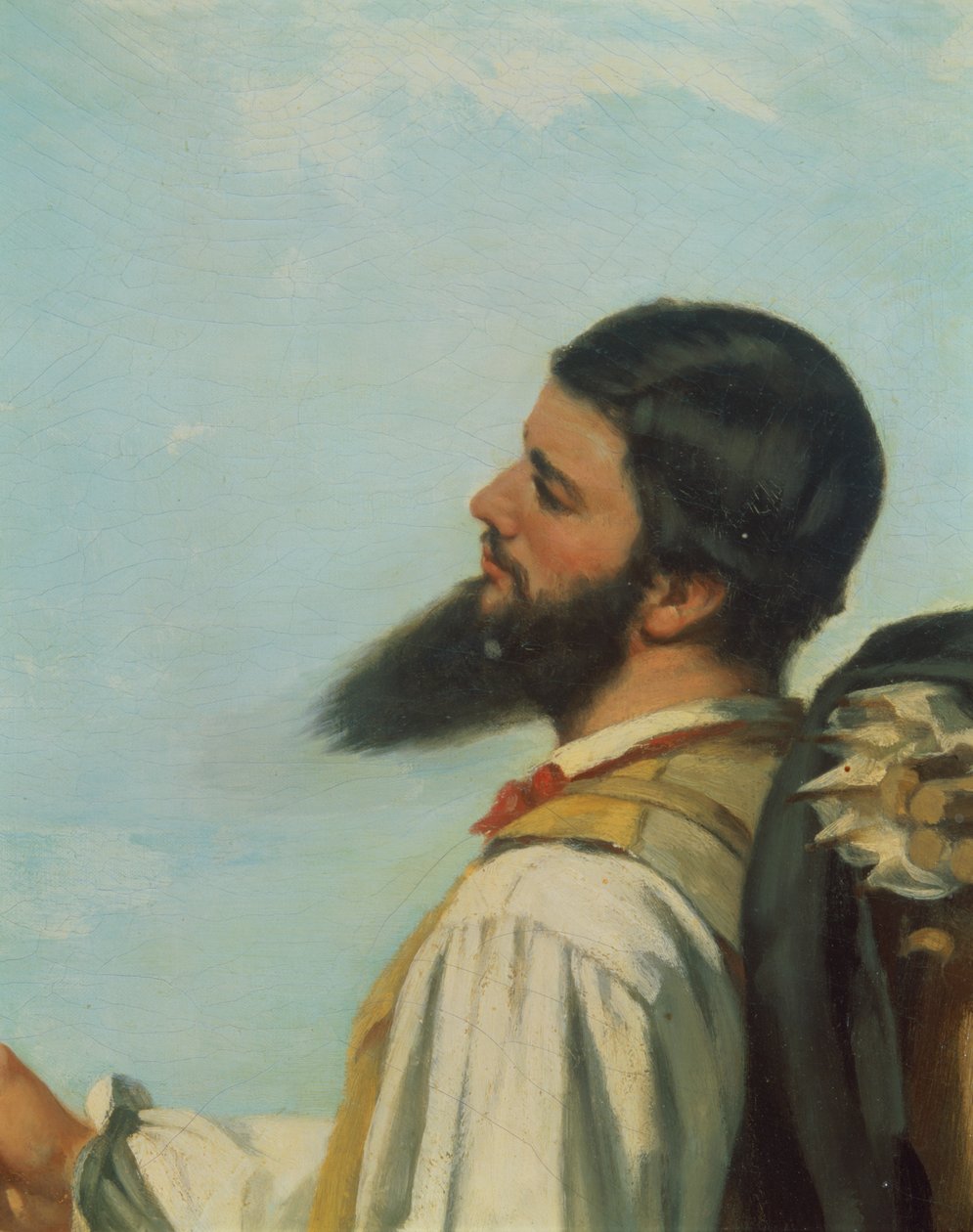 La Rencontre ou Bonjour M.Courbet, (pään ja hartioiden yksityiskohdat) tekijältä Gustave Courbet
