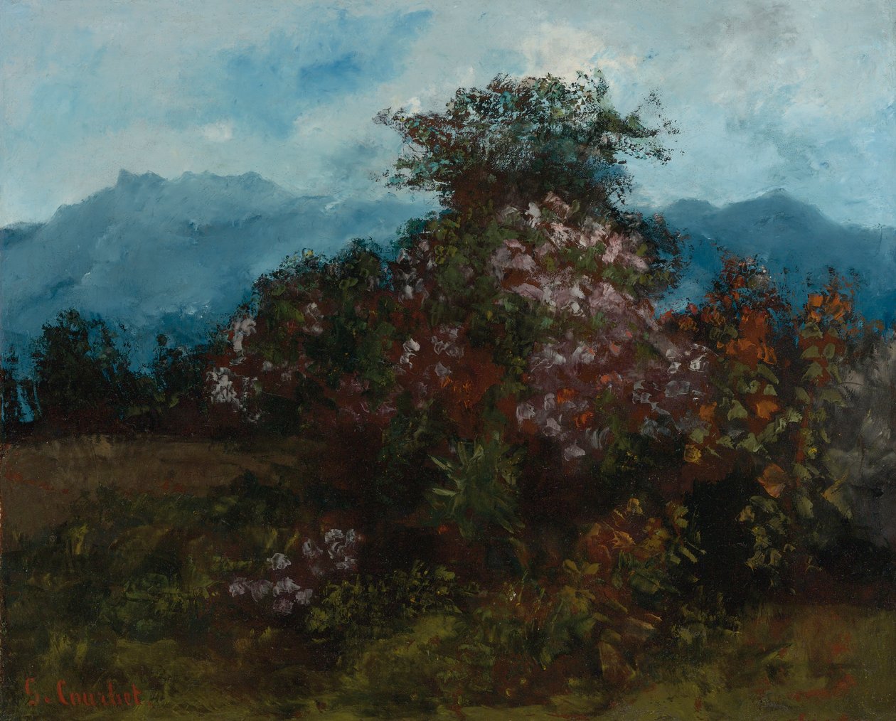 Maksu avec Massiv fleuri tekijältä Gustave Courbet