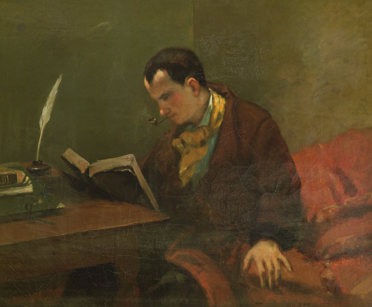 Charles Baudelairen (1821-67) muotokuva 1847 tekijältä Gustave Courbet