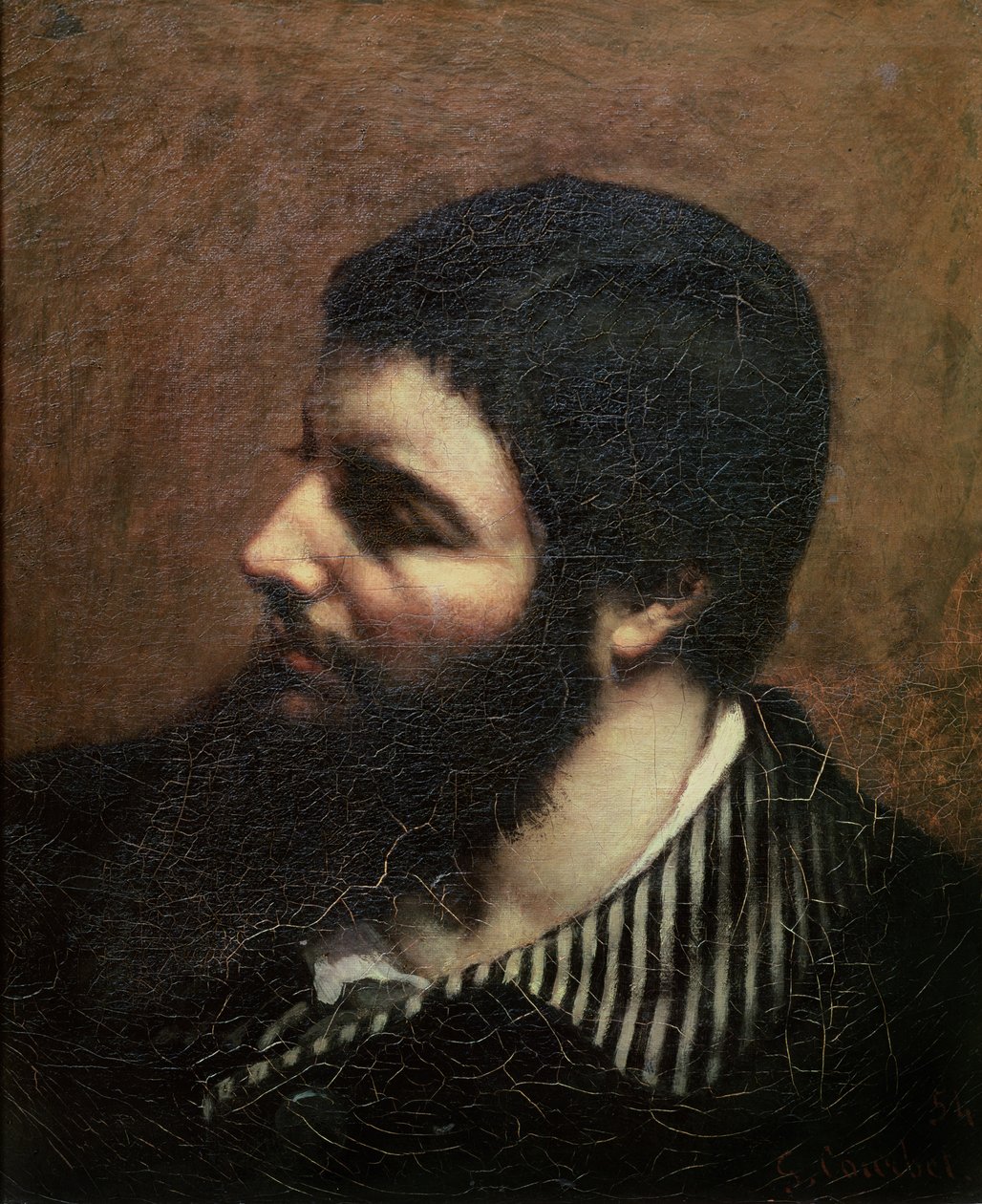 Omakuva raidallisella kauluksella tekijältä Gustave Courbet