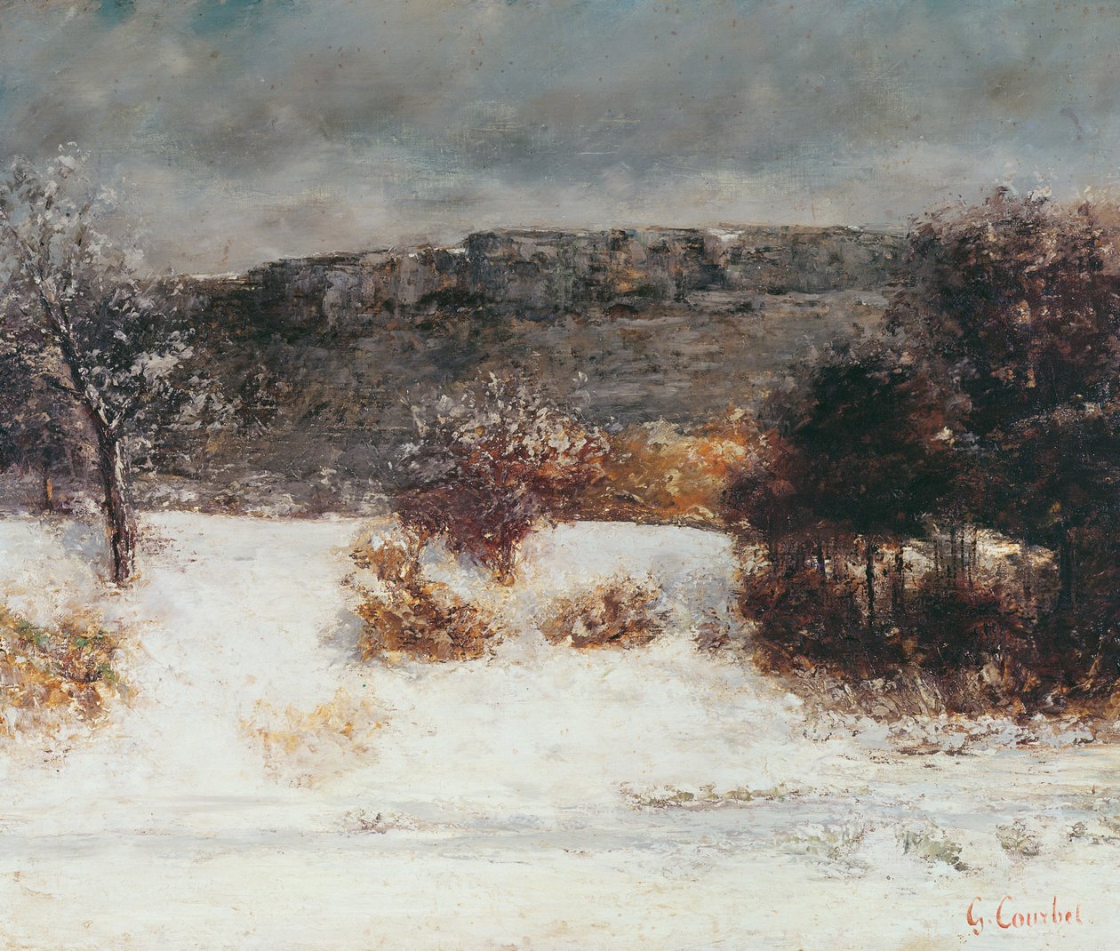 Luminen maisema (Loue Valley), noin 1876 tekijältä Gustave Courbet
