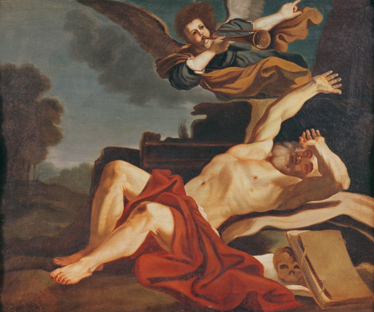 Pyhän Hieronymuksen herääminen, kopio Giovanni Francesco Barbierin (1591-1666) teoksen mukaan, 1841. tekijältä Gustave Courbet